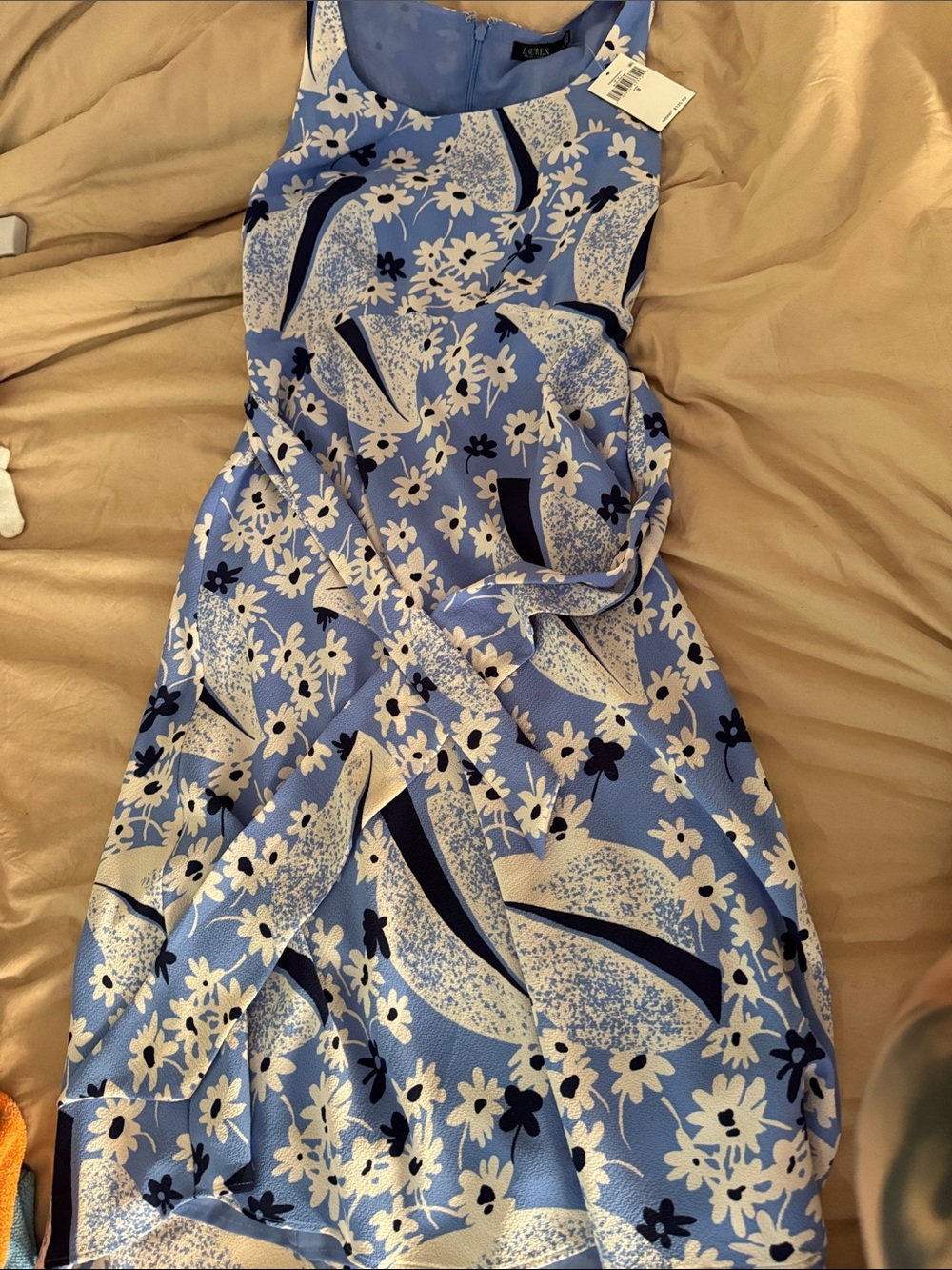 Light Blue and White Floral Midi Dress